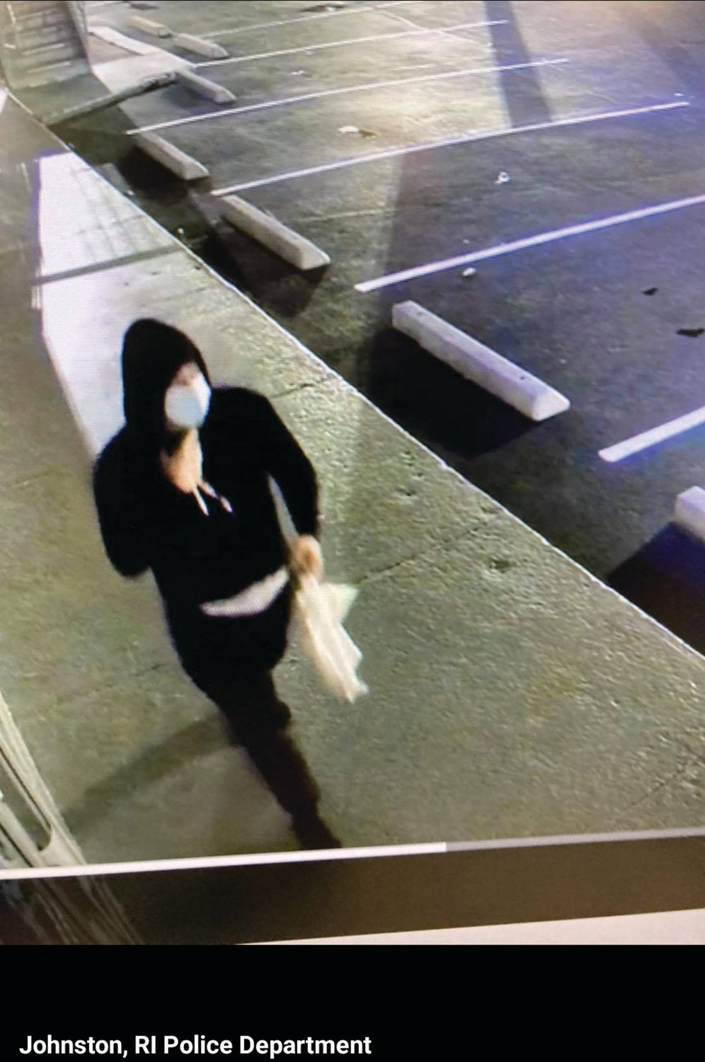 Police have acquired video footage of a man they believe to be the suspect responsible for the burglary. The suspect appears to be a man wearing a black hoodie, dark colored pants, and a white face mask, and likely fled the scene in a newer model Nissan Rogue.